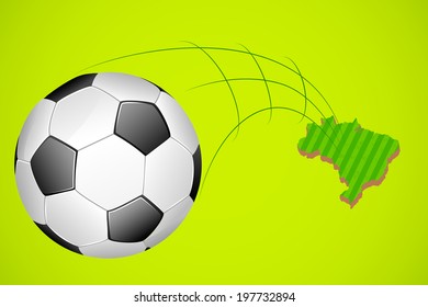 easy to edit vector illustration of soccer ball with map of Brazil