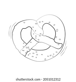 easy to edit vector illustration Soft pretzel twisted knot bread with salt line art vector icon for apps and websites, vector