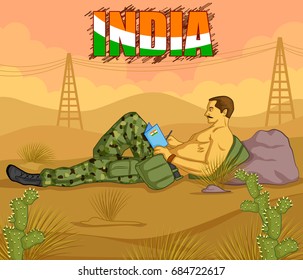 easy to edit vector illustration of Soldier on Indian Independence Day celebration background
