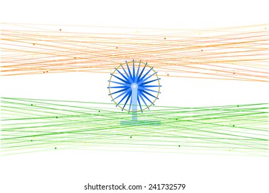 Easy To Edit Vector Illustration Of Spinning Wheel With India Tricolor Thread