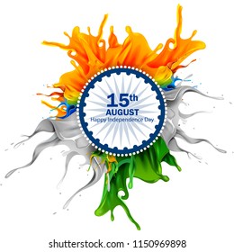 easy to edit vector illustration of splash of Indian Flag on Happy Independence Day of India background