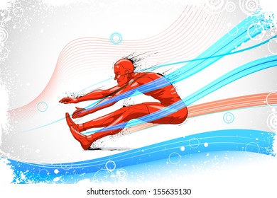 easy to edit vector illustration of sportsman doing long jump