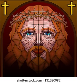 easy to edit vector illustration of stained glass painting of Jesus Christ