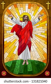 easy to edit vector illustration of stained glass painting of Jesus Christ