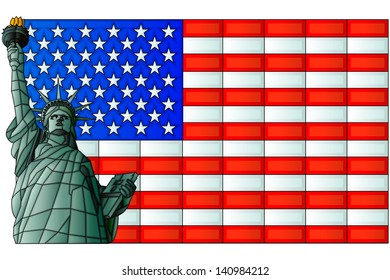 easy to edit vector illustration of Statue of Liberty in stained glass painting