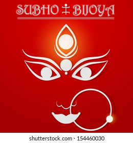 easy to edit vector illustration of Subho Bijoya wishing for Happy Dussehra
