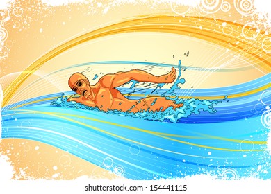 easy to edit vector illustration of swimmer