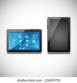 easy to edit vector illustration of tablet pc with application