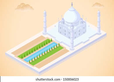 Easy To Edit Vector Illustration Of Taj Mahal Isometric View