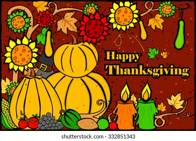 easy to edit vector illustration of Thanksgiving Harvesting festival background