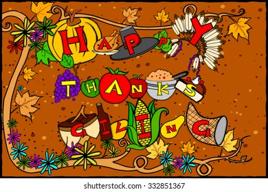 easy to edit vector illustration of Thanksgiving Harvesting festival background