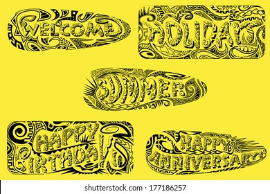 easy to edit vector illustration of tiki style holiday typography