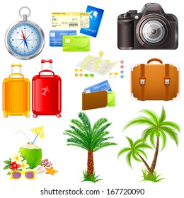 easy to edit vector illustration of travel icon set