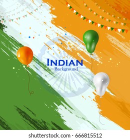 easy to edit vector illustration of Tricolor balloon flying on Indian Background