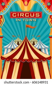 easy to edit vector illustration of Vintage retro Circus Party banner poster design