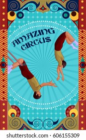 easy to edit vector illustration of Vintage retro Circus Party banner poster design