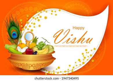 easy to edit vector illustration of Vishu festival of Hindu celebrated in South India