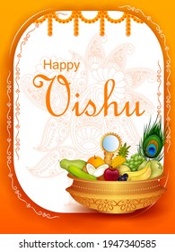 easy to edit vector illustration of Vishu festival of Hindu celebrated in South India