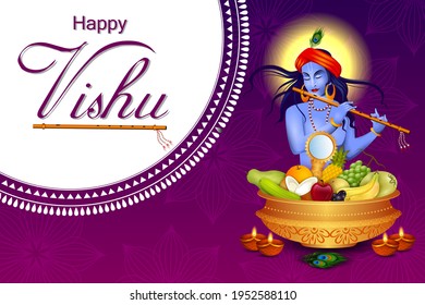 easy to edit vector illustration of Vishu festival of Hindu celebrated in South India