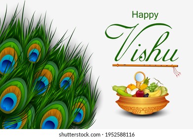 easy to edit vector illustration of Vishu festival of Hindu celebrated in South India