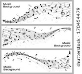 easy to edit vector illustration of wavy music notes banner