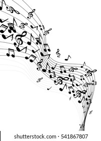 easy to edit vector illustration of wavy music notes banner
