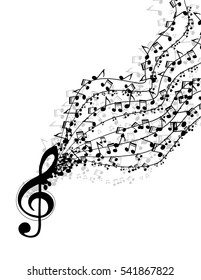easy to edit vector illustration of wavy music notes banner