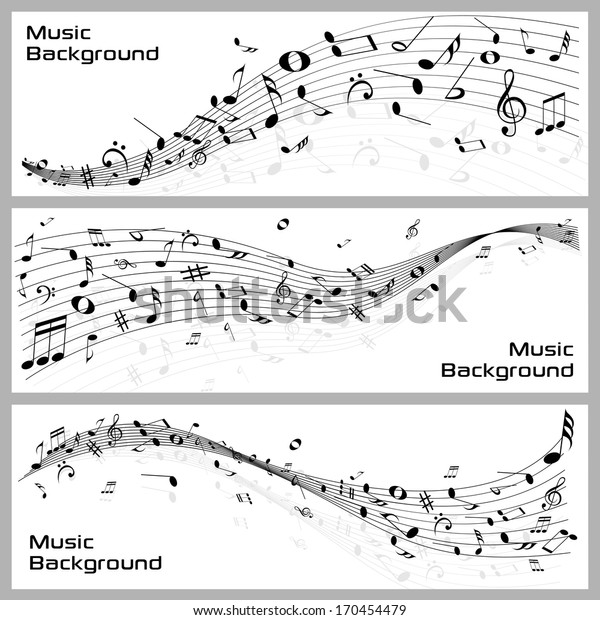 波状の音符バナーのベクターイラストを簡単に編集できる のベクター画像素材 ロイヤリティフリー