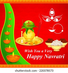 easy to edit vector illustration of wishes for Durga Puja