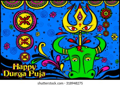 easy to edit vector illustration of wishes for Durga Puja in Indian art style background