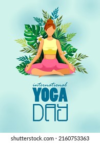 easy to edit vector illustration of women doing asana exercise for International Yoga Day celebration on 21 June