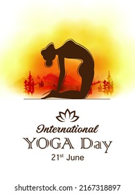 easy to edit vector illustration of women doing asana exercise for International Yoga Day celebration on 21 June