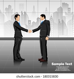 easy to edit vector illustration of young businessman doing handshake
