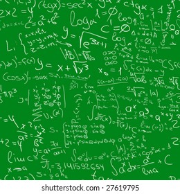 easy editable maths formulas in vector green classic  board    seamless pattern