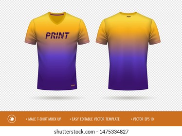 Easy editable men's V-neck T-shirt template for your design.