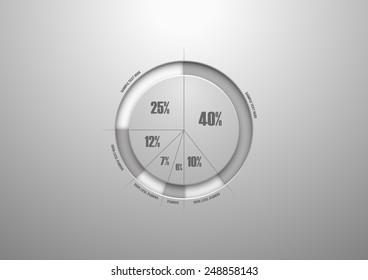 Easy editable soft business pie chart in B&W for Your documents, reports, presentations and infographic