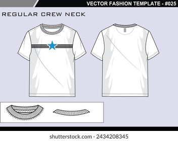 EASY EDITABLE TECH PACK FASHION TECHNICAL FLAT SKETCH ILLUSTRATION DESIGN REGULAR CREW NECK