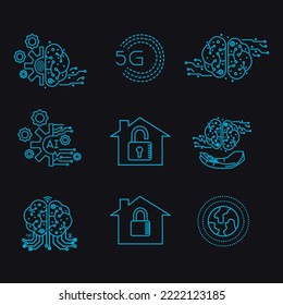 easy editable vector about futuristic digital icon Concepts of intelligent AI systems, machines, communication of the future world.