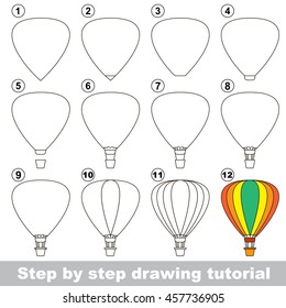 Easy educational kid game. Simple level of difficulty. Gaming and education. Drawing tutorial for Balloon.