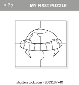 Easy educational paper game for kids. Simple kid application with Toy Ufo. My first puzzle and coloring page