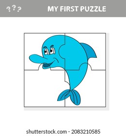 Easy educational paper game for kids. Simple kid application with Cute Dolphin. My first puzzle