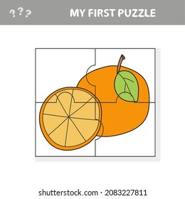 Easy educational paper game for kids. Simple kid application with Sweet Orange fruit. My first puzzle