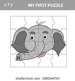 Easy educational paper game for kids. Simple kid application with funny elephant head. My first puzzle