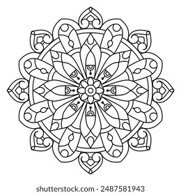 easy and elegant mandala design for coloring book, tattoo and henna design, creative mandala art for wall art, home decor
