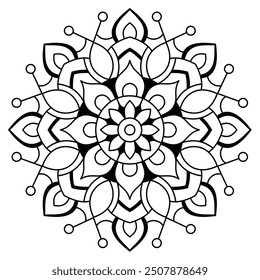 easy and elegant mandala design for meditation and coloring book, relaxing mandala art for inner peace, mandala art for wall art, henna design, tattoo design
