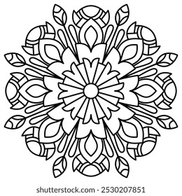 design de mandala desenhado à mão fácil e étnica para adultos e crianças colorir livro, arte mandala para hena, arte de parede e design de tatuagem
