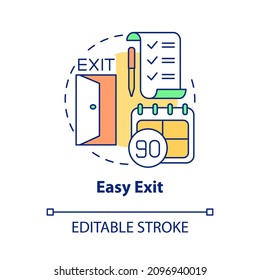 Easy exit concept icon. Encouraging foreign entrepreneurs abstract idea thin line illustration. Business in India. Isolated outline drawing. Editable stroke. Roboto-Medium, Myriad Pro-Bold fonts used