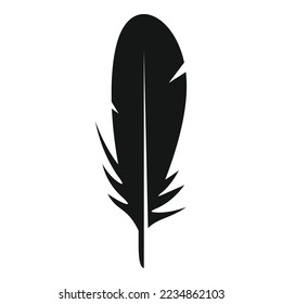 Easy feather icon simple vector. Ink pen. Light shape