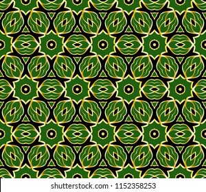 Easy festive ornament from abstract flower in the style of geometric transformations. Vector. For registration backgrounds, greeting cards, design. Seamless pattern.