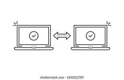 easy file transfer like data backup. simple stroke modern graphic linear web art design isolated on white. 